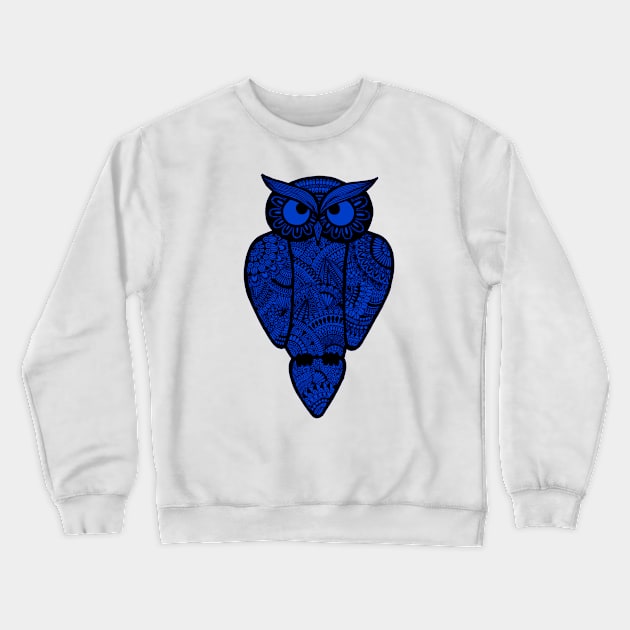 Owl (dark blue) Crewneck Sweatshirt by calenbundalas